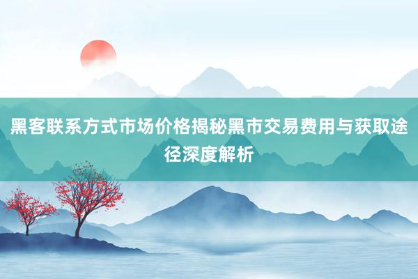 黑客联系方式市场价格揭秘黑市交易费用与获取途径深度解析